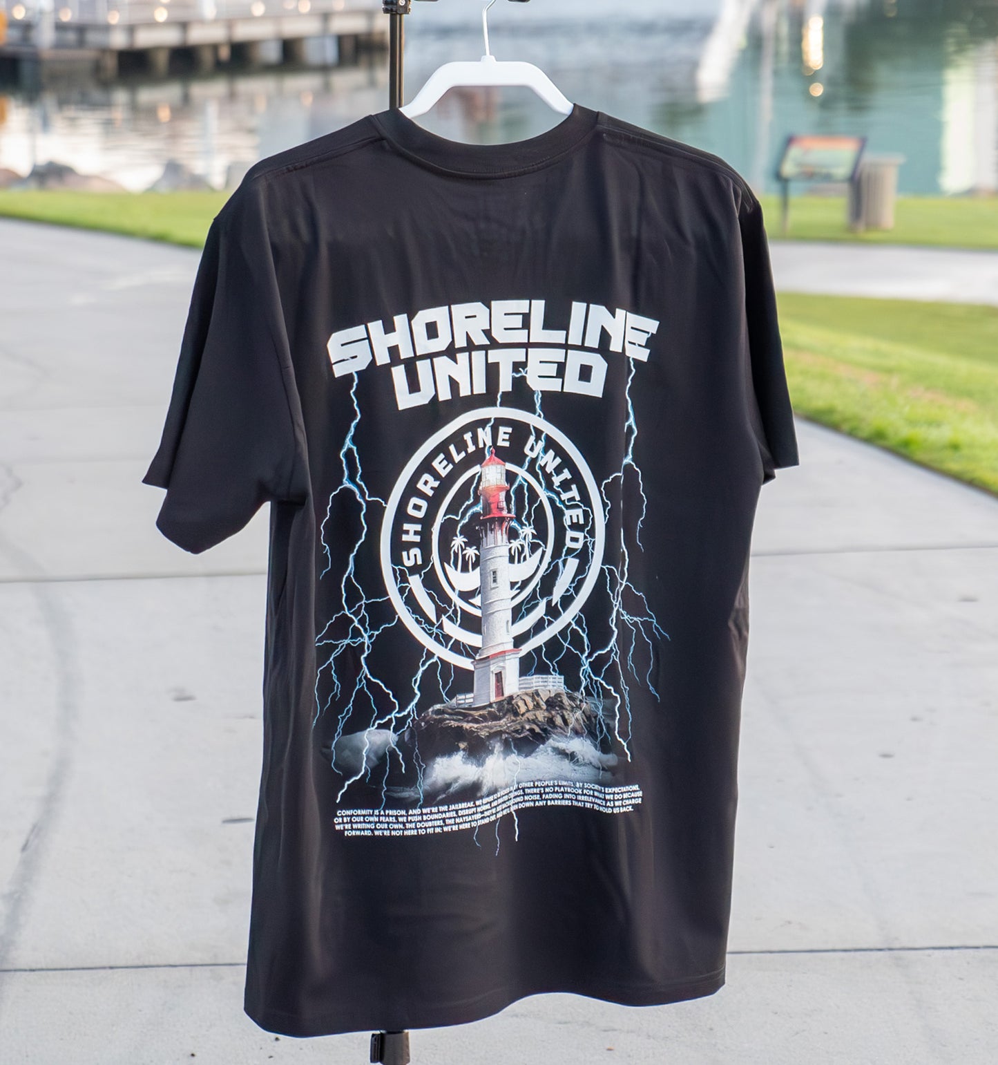 shoreline untied t shirt back